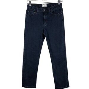 Acne Studios Row Cropped Straight Leg Boyfriend Jeans Blue Black Size 26